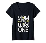 Photo Gallery donna womens funny family t shirt mom of the wild one matching maglietta con collo a v Photo Gallery donna womens funny family t shirt mom of the wild one matching maglietta con collo a v
