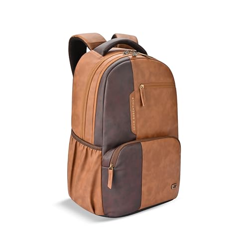 Gear Vintage 2 Faux Leather(Without Antitheft) 19"/34L Large Water Resistant Laptop Backpack/Casual Backpack/Daypack/Travel Backpack/College Bag For Men/Women(Brown-Tan)