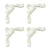 Sawhamale Set di 4 modanature ad angolo, eleganti pannelli decorativi per pareti in gesso PU con design senza tempo Fleur De Lis per interni di casa o decorazione del telaio della porta (13,5 cm)