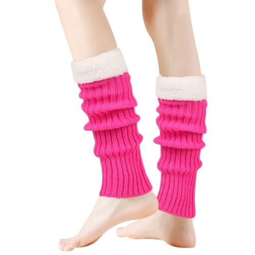 Image of Winter Leg Warmers for Women and Girls Warm Knitted Socks Knitted Wool Crochet Long Boot Socks New Year's Day Socks Christmas Socks