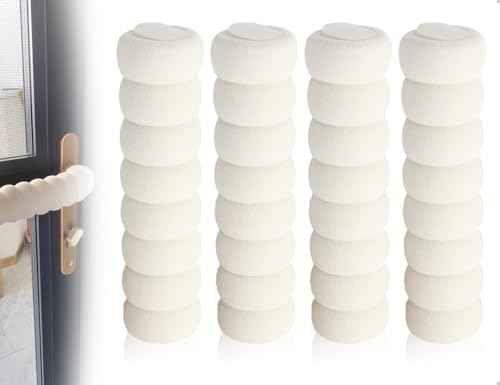 Emezddo 4 piezas amortiguador de manija de puerta,protección de manija de puerta de espuma,tope de manija de puerta,cubiertas de manija,para proteger puertas de habitaciones,paredes y muebles(blanco)