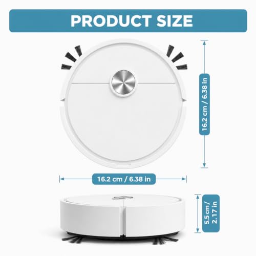 Tomedeks 1 Stück Weiß Mini robot aspirateur automatique 3 en 1 | Navigation intelligente, nettoyage humide, robot aspirateur rechargeable pour voitures, bureaux et petites zones – vue 2
