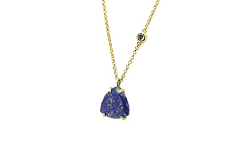 Collier Gros Pendentif Lapis Lazuli Trillion - Bijou Chaîne Or et Pierre de Naissance Septembre