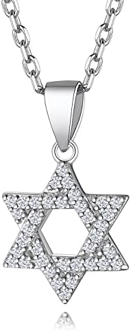 Suplight 925 Sterling Silver Jewish Star of David Necklace, Simple Magen David Pendant with Chain for Women Girls (with Gift Box)