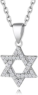 Suplight 925 Sterling Silver Jewish Star of David Necklace, Simple Magen David Pendant with Chain for Women Girls (with Gift Box)