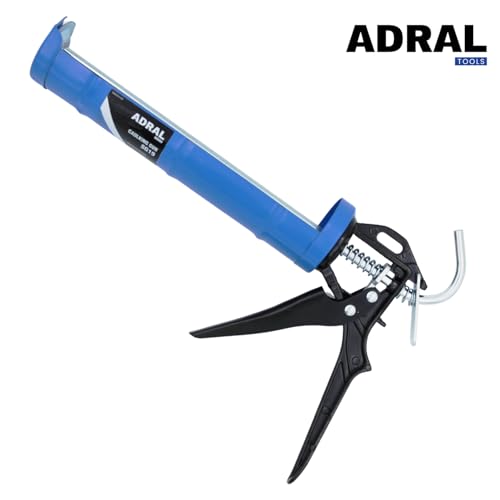 Image of 9-Inch Lightweight Caulking Gun with Aluminium Handle | 10:1 Thrust Ratio | Spot Welded Barrel | Hardened Brackets | Steel Comfortable Grip | Welded End Caps | 425g
