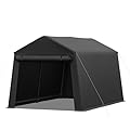 7 x 12 FT Carport Storage Shelter, Portable Garage with Slide-Open Zippered Door, Heavy-Duty Weatherproof Cover, Ideal for SUV, Lawn Mower, Garden Equipment, and Firewood
