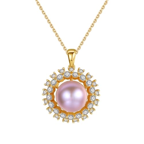 Collier en argent sterling 925 femme avec pendentif perle ronde blanche et zirconium