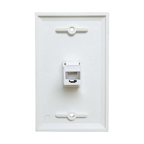 1 Port CAT6 Ethernet Wall Plate Female to Female - 1 Gang Network Cat 6 RJ45 Keystone Jack Cover Plate Pass Through Faceplate - White