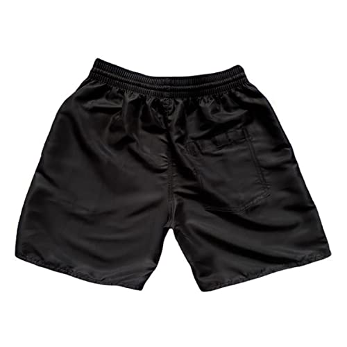 Kit 3 Shorts Moda Praia Lisos Tactel Masculinos Cordão Neon Relaxado (M, Preto(Verde, Laranja E Rosa