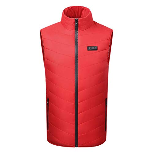 Chaleco Calefactor USB para Hombres y Mujeres Temperatura térmica Ajustable，calefacción de Espalda y Cuello, Chaqueta Inviern- Lavable， Impermeable,Apto para Exterior (L5, RD)