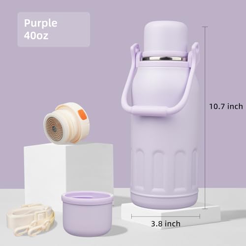 Image of Konokyo 40oz Thermos for Cold Drinks, Insulated Water Bottle, Purple
