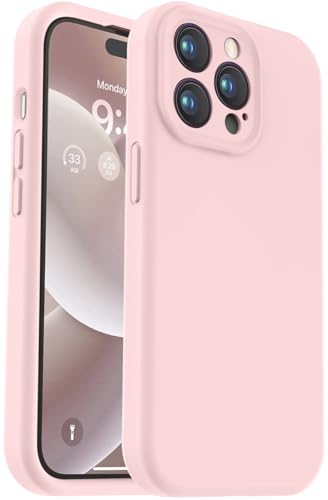 RQQ Designed for iPhone 14 Pro Max Case, Premium Silicone with [Camera Protection] [Anti-Scratch Microfiber Lining] Shockproof Phone Case for iPhone 14 Pro Max 6.7" - Chalk Pink