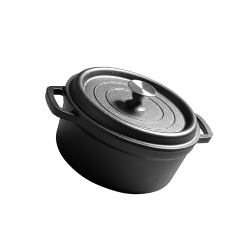 Baoblaze Cast Iron Dutch Oven Double Ear Kitchen Cookware,Casserole Dish,with Lid for Camping,Frying,Baking Housewarming Gifts, 20cm