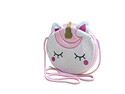 KIDOS JOY™ Cute Funky Unicorn Face Soft Plush Shoulder Sling Bang with Smooth Zipper/Picnic Bag/Party Birthday Favor for Boys and Girls/Gifting Option (Pack - 1) (Baby Pink)-image-10
