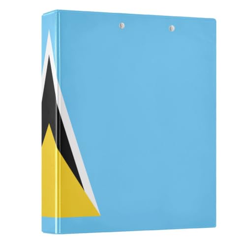 Classeur rond à anneaux en D Peystean pour le bureau et les études motif drapeau Sainte-Lucie