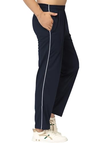 Image of Men's Track Pants with Side Zip Pockets - Regular Fit Sports Joggers for Gym, Running & Casual Wear - Mens Lower