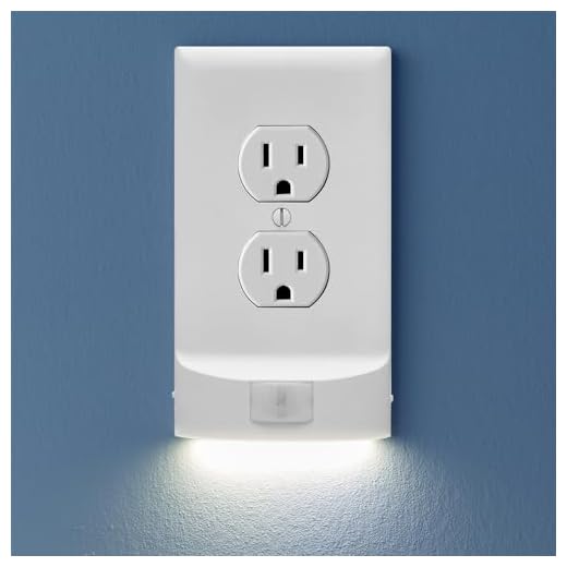 Single, SnapPower MotionLight [for Standard OUTLETS] - Motion Detecting LED Night Lights Built-in to Wall Plate - Bright/Dim/Off Options - Automatically On/Off Sensor - (White, Duplex)