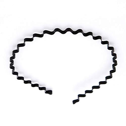 AKOAK 2 Pcs Unisex Black Spring Wave Metal Hoops Hair Bands Girl Men`s Head Band Accessory