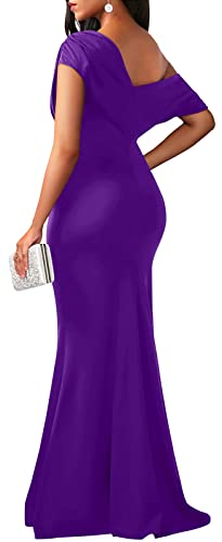 Image of shengfan Formal Evening Dress for Women Elegant 2025 Sexy Off Shoulder Ruched Wedding Guest Bodycon Party Maxi Dresses
