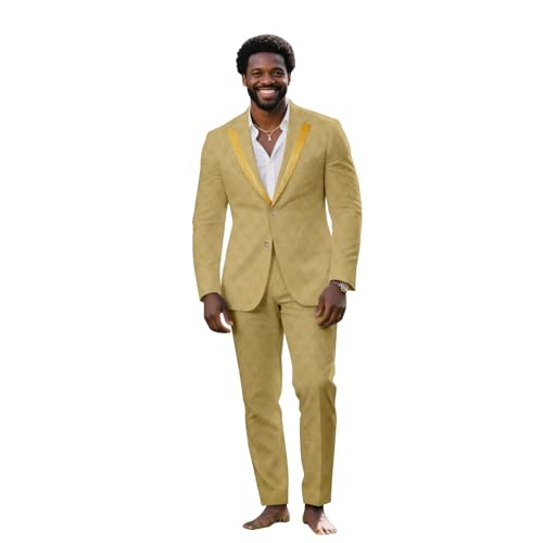 African Suits for Men Slim Fit Embroidery Two Buttons Jacket and Pants 2 Piece Set Dashiki Outfits for Wedding