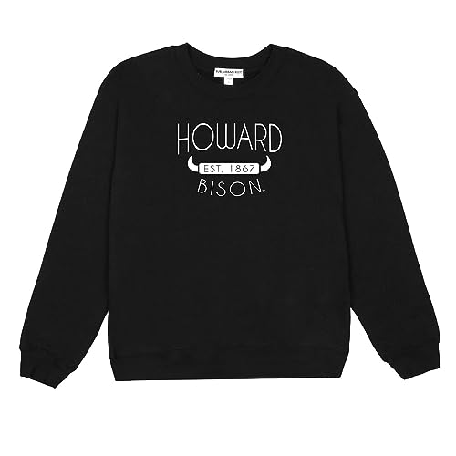Suburban Riot Howard University Official Simple Willow Women's Long Sleeve Fleece Sweatshirt, Black (X-Large)