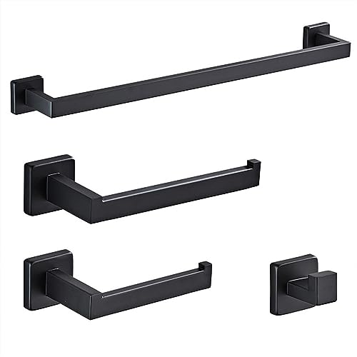 Juego de accesorios de baño negro mate que soluciona la falta de espacio en pared 2