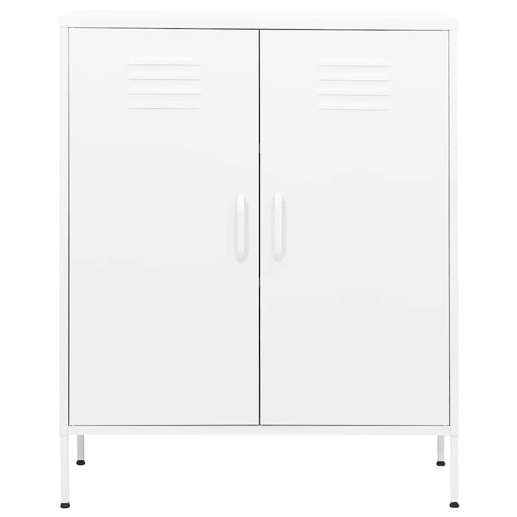 Generisch Hoher, weißer Stahlschrank (80 x 35 x 101,5 cm), Tragkraft 90 kg, verstellbare Einlegeböden, Nivellierfüße und Wandhalterung, schlankes Design für Wohnzimmer, Küche und Schlafzimmer