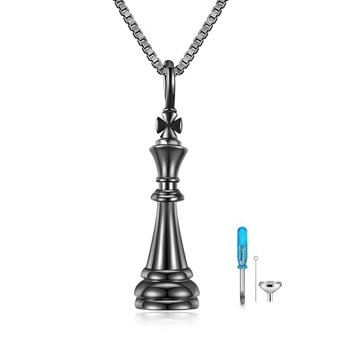 Collier urne funéraire argent échecs pour garder les cendres près du cœur