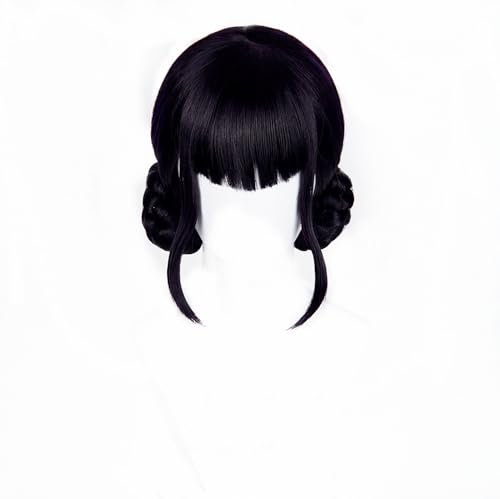 Topcosplay Girls Black Purple Double Braid Cosplay Wig Halloween Party Costume Wig