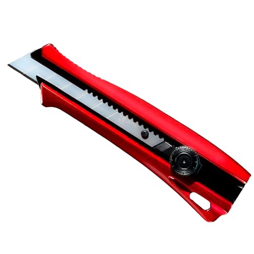 TAJIMA Rock Hard Aluminist Sturdy - Utility Knives & Blades Rock Hard Aluminist Sturdy with Interchangeable Lock & 3-pack Rock Hard Blade, Red - DC701D-R