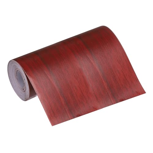 Image of MECCANIXITY Wood Grain Repair Tape, 4 Inch x 16 Feet Self Adhesive Wood Grain Tape Multi-Purpose Wallpaper Border Trim for Furniture Floors Windows Doors Tables Home, Red