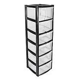 ORGANIZED® Large 6 Drawer Plastic Storage Tower Black - Multipurpose Storage For Home | Office | Garage | School | Children's Toys | Stationary