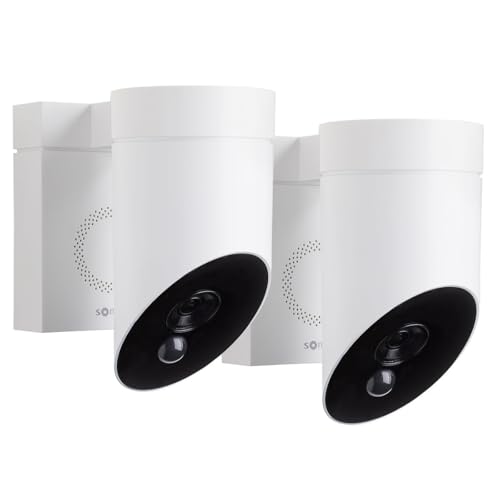 somfy 1875340 – Pack de 2 Outdoor Camera 2 Blanches, Caméras avec détection de Mouvement Intelligente, Sirène intégrée de 110 DB, Branchement Possible...