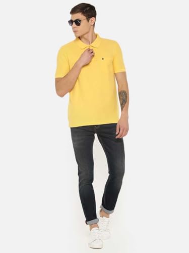 Image of Dollar Men's Pack of 1 Solid Cotton Blend Polo Neck T-Shirt