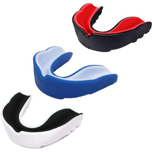 KEQAR Lot de 3 Protège-Dents Sport Premium, Adapté aux Bagues, pour Le Rugby, MMA, Hockey, Judo, Karate, Les Arts Martiaux, la Boxe