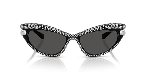 Swarovski Women's SK6038 Cat Eye Sunglasses, Black/Dark Grey, 56 mm
