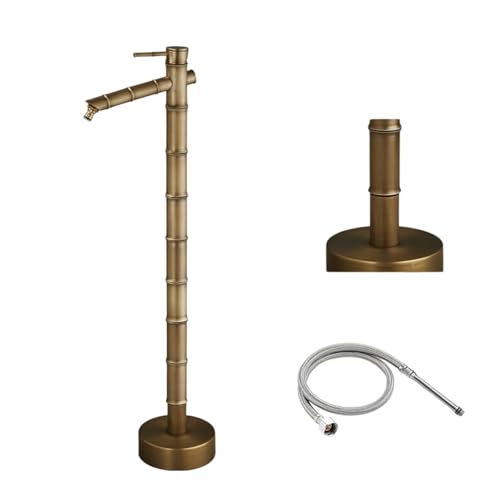 HADECOLL Adjustable Outdoor Water Column With Brass Faucet, Antifreeze Garden Hydrant For Yard & Patio, Durable Bamboo Design, Essential For Garden Irrigation,Bottom Water Inlet-9 Sections
