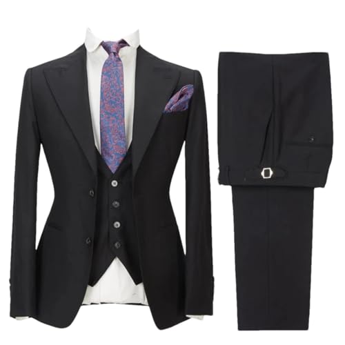 Men 3-Piece Lapel Slim Fit Suit Wedding Groom Business Tuxedo Jacket Vest Pants Outfit