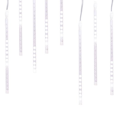 30cm 8 Tubes 144 Leds Shower Meteor Rain Light Tube Christmas Holiday Decoration Lights (White)