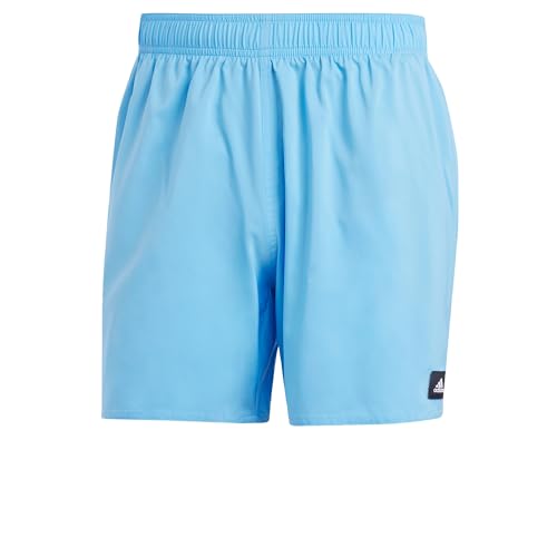 adidas Hombre Solid CLX Short-Length Swim Shorts, Blue Burst/White, S