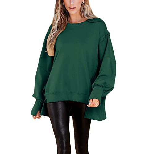 Image of BWQ Womens Oversized Sweatshirt Crewneck Long Sleeve Shirts Pullover Sweatshirts S-2XL