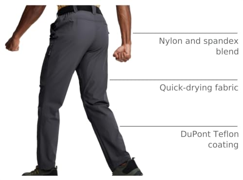 Image of Mens Hiking Pants Lightweight Cargo Work Tactical Nylon Stretch Waterproof Quick Dry Fishing Travel Outdoor 6 Pockets