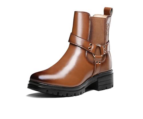 Image of LOUIS STITCH Women's High Ankle Boots| Round Buckle with Straps Slip-On Boots | Casual Slip-On Long Boots for Women | Casual & Formal Outings | LSLD-CLBT-RBTS