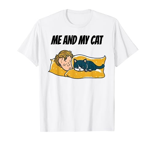 Boy Sleep With a Cat Me and My Cat Sleeping Together T-Shirt