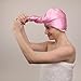 Aria Beauty Very Necessary Satin Hair Towel - Soft Microfiber Hair Wrap - Turban-Style with Button Closure - Gentle on All Hair Types - Pink - 1 pc