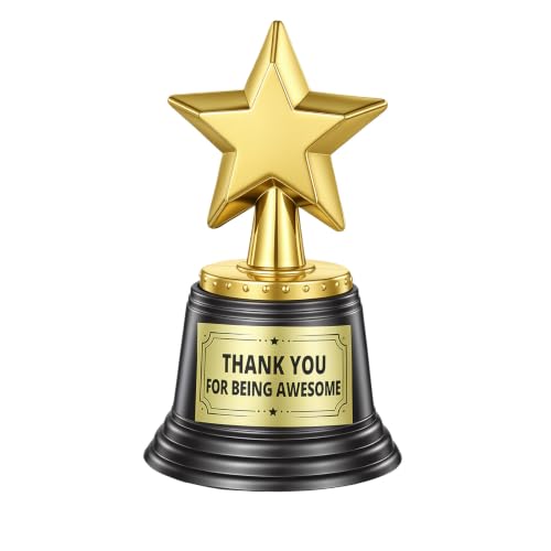 Small Trophy Star Cups, Gold Mini Star Trophy with Pre-Attached Label