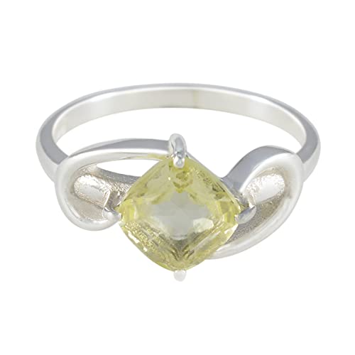 Bague en argent sterling 925 de forme carrée avec de nobles pierres précieuses