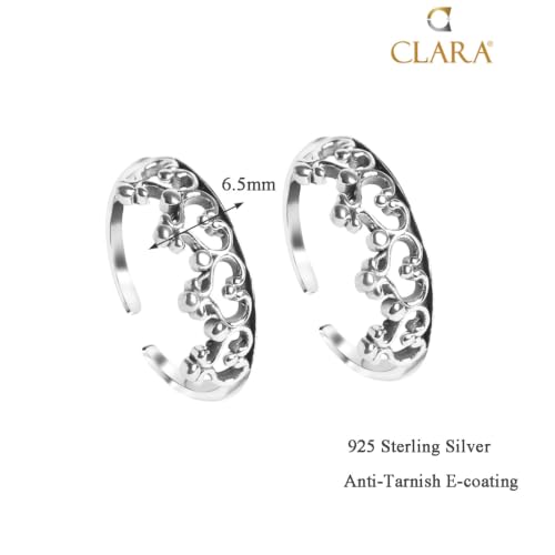 Image of Clara 925 Sterling Silver Size Adjustable Toe Rings Pair Gift for Women