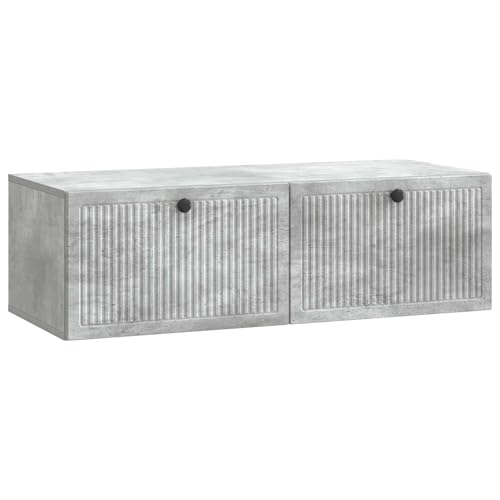 Homgoday Meuble TV Mural en Bois d'ingénierie - Design Moderne, Grand Espace de Rangement, Gris béton